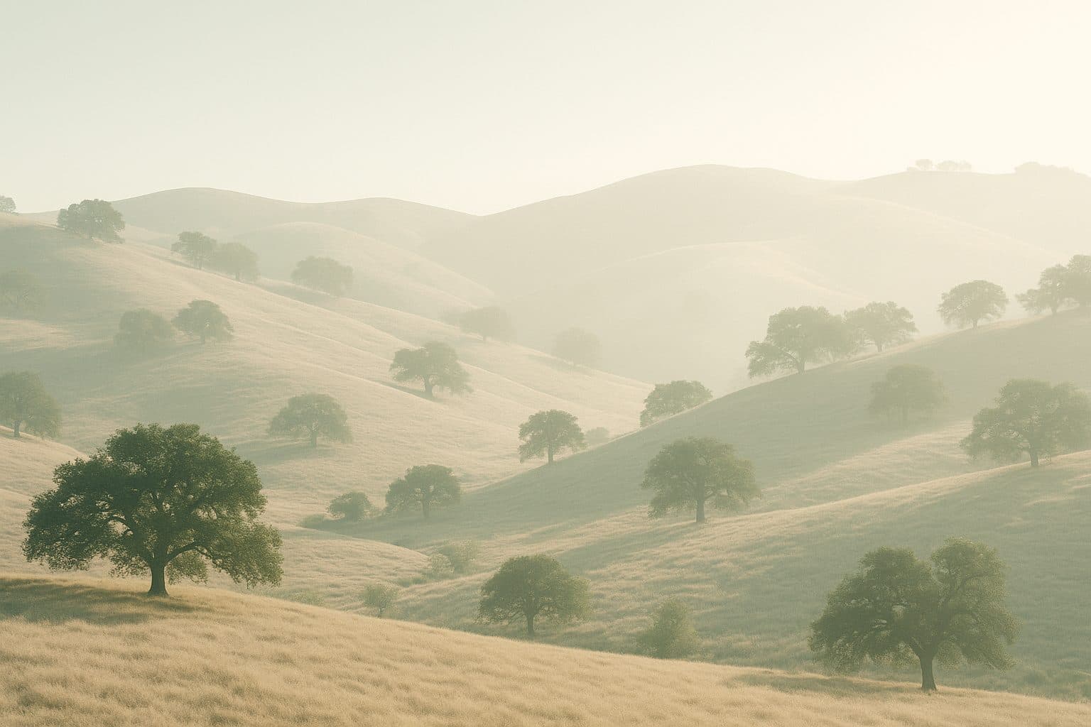 Rolling golden California hills under a clear sky